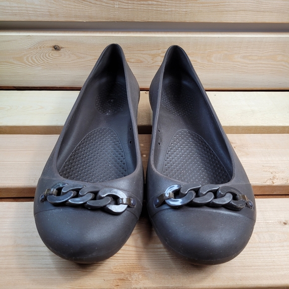 Crocs Giana Brown chain link ballet flats size 10 - Picture 2 of 6